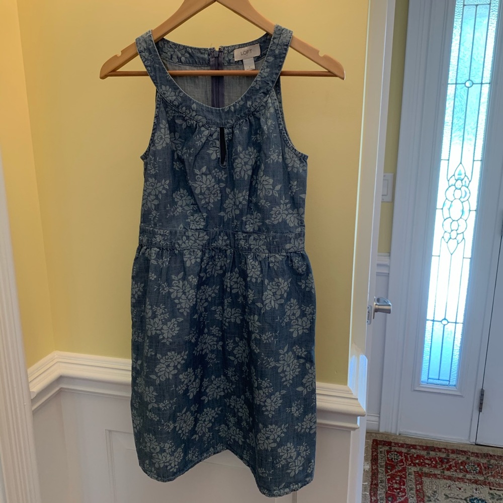Loft Denim Floral-Printed Dress, 0